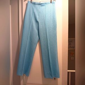 1970's Vintage Blue Gingham Dress Pants with Tailored Fit
